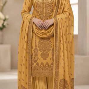 jacquard embridered dhanak  wool 3ps