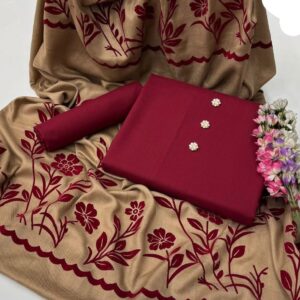 DHANAK 3PCS WITH PASHMINA 3D VELVET SHAWL