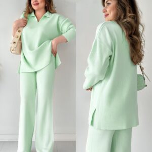 V NECK SPLIT KNIT 2PCS