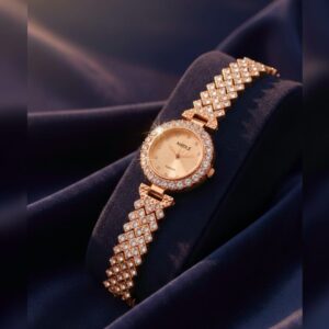 diamond cut glass ladies watch
