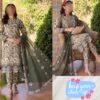 slub viscose digital print embroidered suit 3pcs